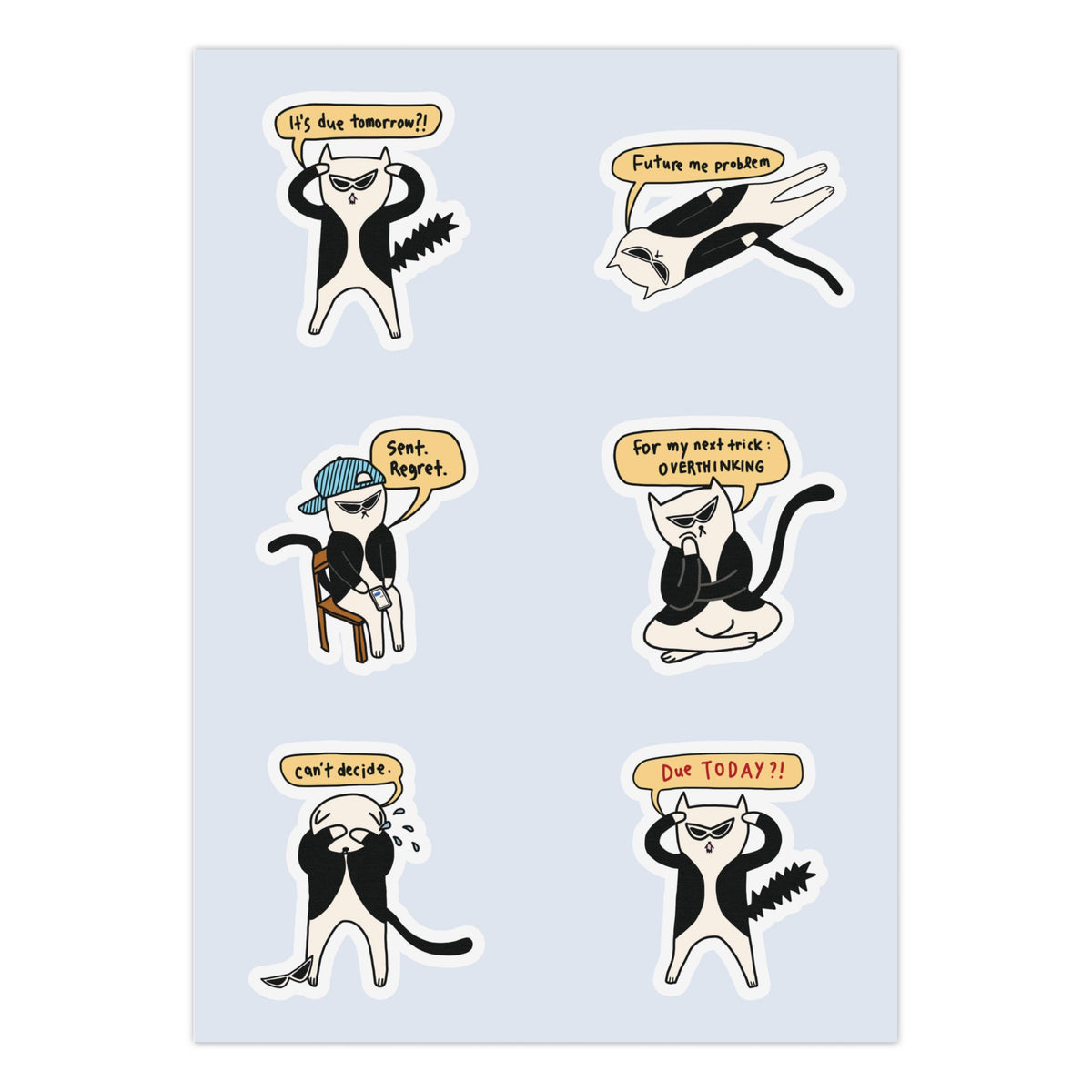 Anxious Cat Sticker Sheet