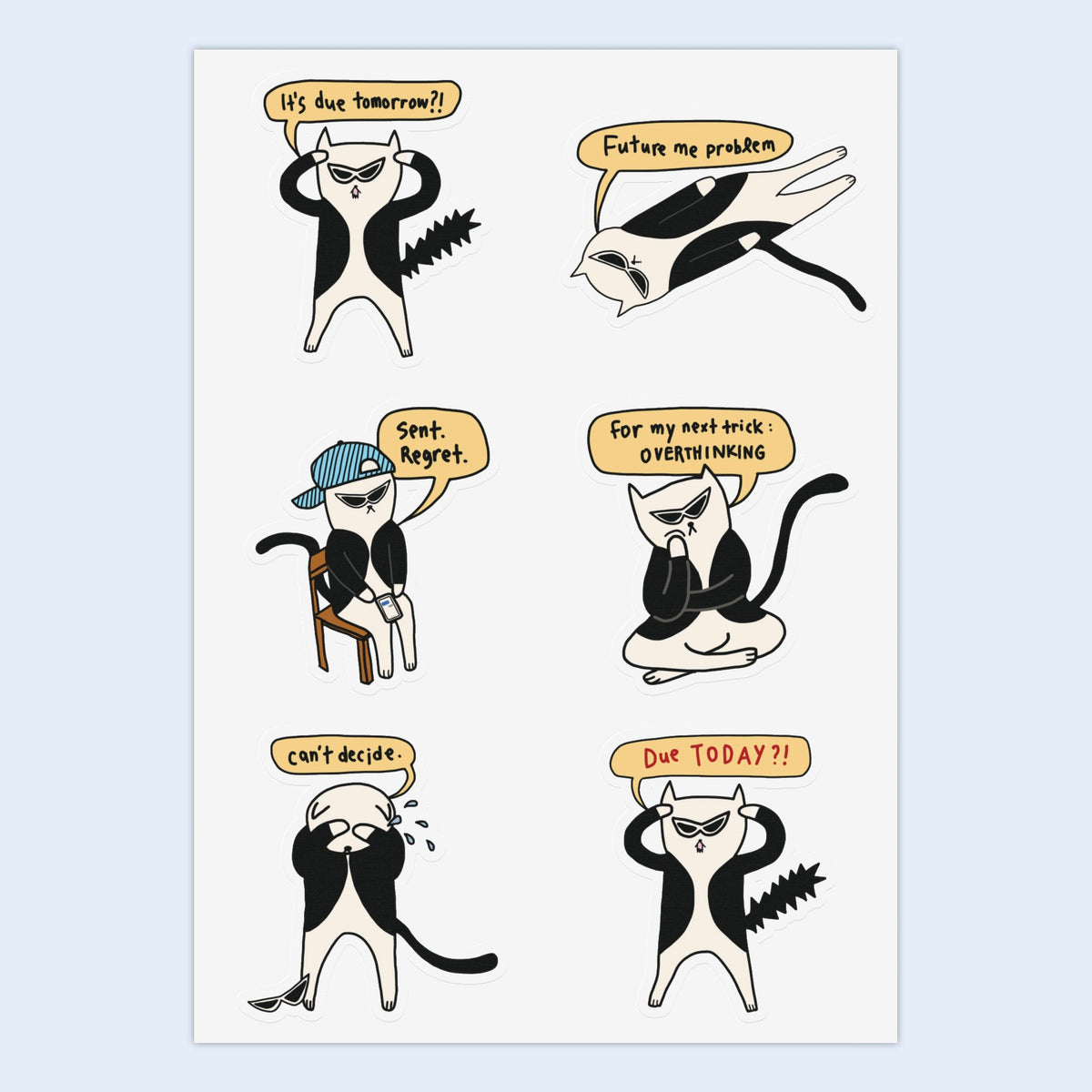 Anxious Cat Sticker Sheet